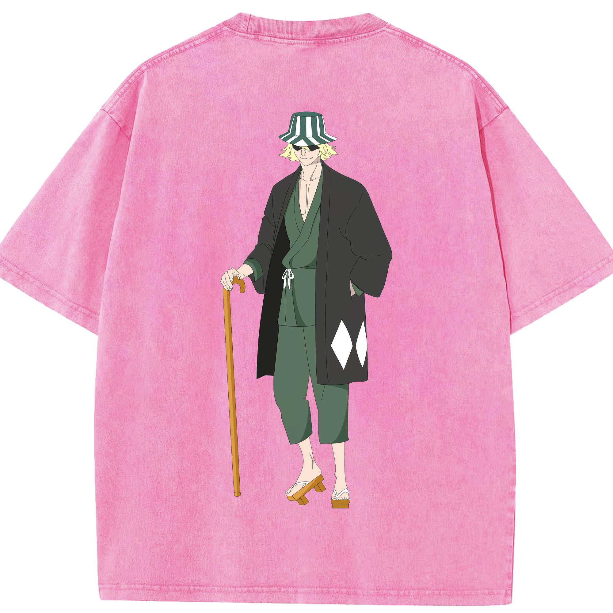 （画像用） "ブリーチ 浦原 喜助（うらはら きすけ） BLEACH Urahara Kisuke " 綿100% ヴィンテージ風 半袖Tシャツ（背面プリント）
